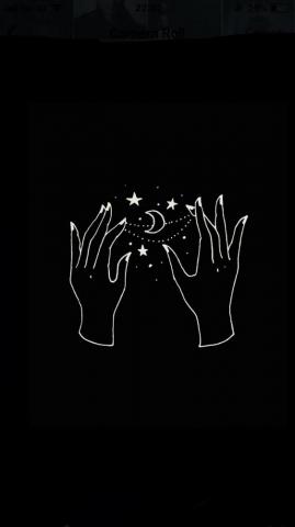 Draws Magic Hands Sun Stars Witchy Wallpaper Black