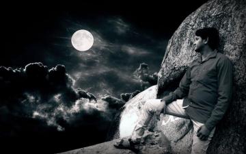 Night Sky With Lonley Boy By Sunilanand