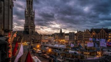 Bruges Belgium At Dusk HD Wallpaper Background Image