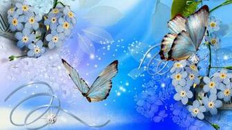 Blue Butterflies Flowers Wallpaper Beautiful Desktop