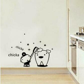 Decoration Wall Sticker Cute Cartoon Bursh Teeth Waterproof Wallpaper