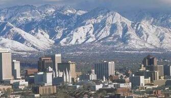 Salt Lake City Downtown Skyline With Mt Olympus And The Wasatch In