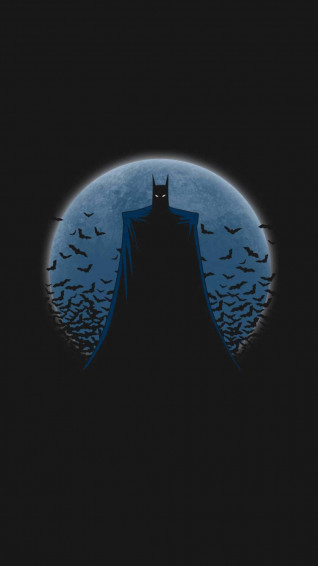 Batman Aesthetic Against Full Moon Wallpaper