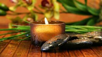 Candle And Zen Stones Widescreen Wallpaper