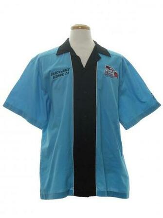 S Cruisin Usa Bowling Shirt 90s Mens Turquoise