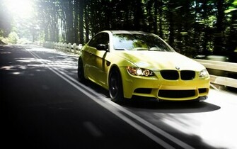 Bilder Auto Autos Bmw M3 Gelb Stra E Wald Sommer