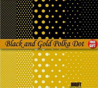 Design Black And Gold Polka Dot Digital Paper Clipart Background