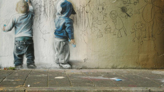 Babies Urban Art Painting Woqwqaspuc70bjct Wallpaper