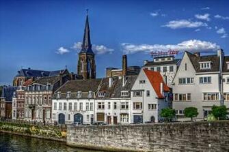 Netherlands Houses Sky Street Maastricht Cities Wallpaper