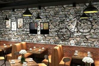3d Wallpaper Living Room American Vintage Restaurant Teahouse