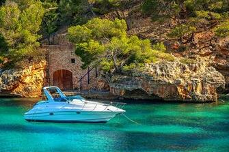 Photo Majorca Mallorca Spain Mediterranean Sea Crag Nature Yacht