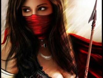 Warrior Girl 3d Art Brunette Cirl Close Up Red Sexy