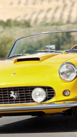 Wallpaper Vintage Ferrari Convertible Yellow