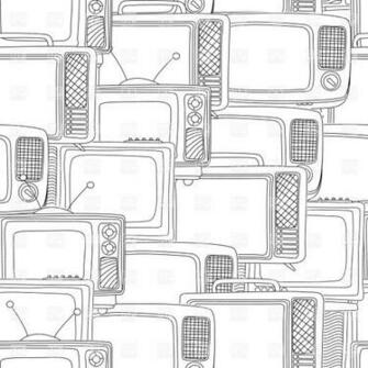 Wallpaper With Television Sets In Black And White Background