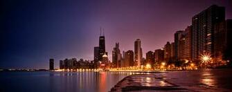 Chicago Illinois City River Skyscrapers Night Lights Wallpaper Gallery
