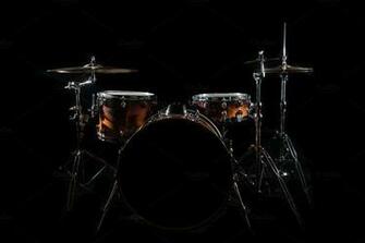 Drum Set On A Dark Background Industrial Photos Creative Market