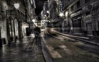 Dark City Street Wallpaper
