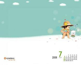 Cartoon July Calendar Wallpaper HD