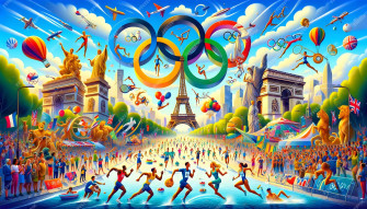 Colorful Illustration Of Paris Olympic Celebrations Wallpaper