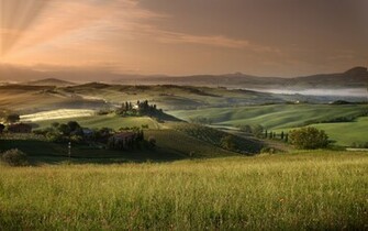 Tuscany Wallpaper Field Summer Sky HD Desktop