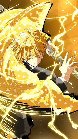 Zenitsu Agatsuma Lightning Kimetsu No Yaiba 4k Rare
