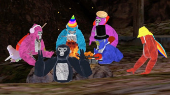 Gorilla Tag Colorful Players Gathering Wallpaper