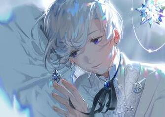 Wallpaper Anime Boy Earrings White Hair Shoujo