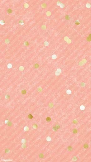 Coral Peach Gold Confetti Dots iPhone Background Wallpaper Phone Lock