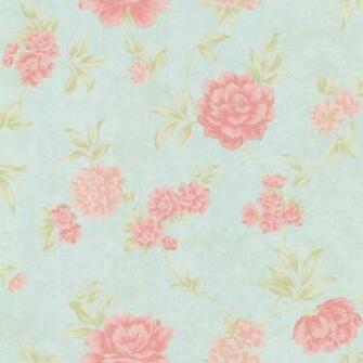 Manor Floral Wallpaper Pastels Pink Blue Transitional