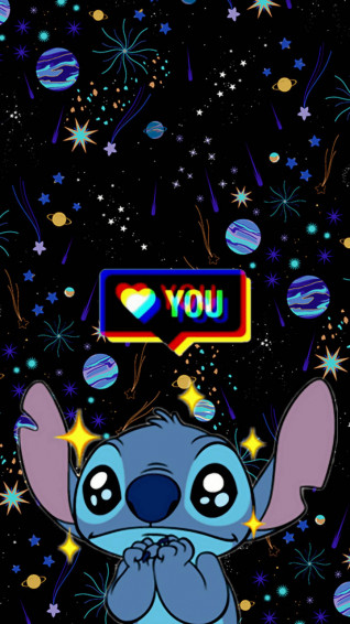 Colorful Galaxy Lilo And Stitch iPhone Wallpaper