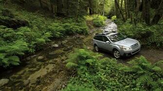 Subaru Outback Wallpaper Forest Stream Crossing