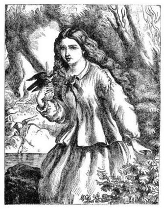 Vintage Victorian Girl With Bird 1800s Child