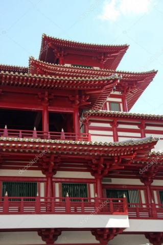 Architectural Detail Traditional Chinese Temple Rooftop Sky