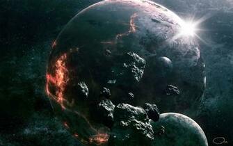 Art Qauz Space Planet Rocks Destruction Meteorites Outer