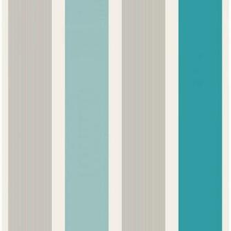 Mangum Striped Designer Feature Wallpaper Teal Silver White