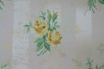 S Vintage Wallpaper Yellow Roses On White By Hannahstreasures