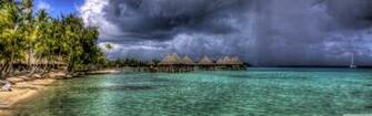 Water Bungalows HDr 4k HD Desktop Wallpaper For Dual Monitor