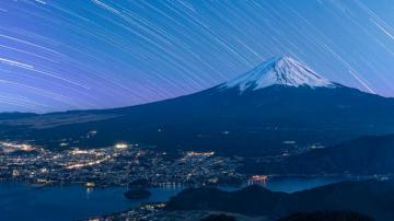 Mount Fuji With Star Trails Oc R Exposureporn