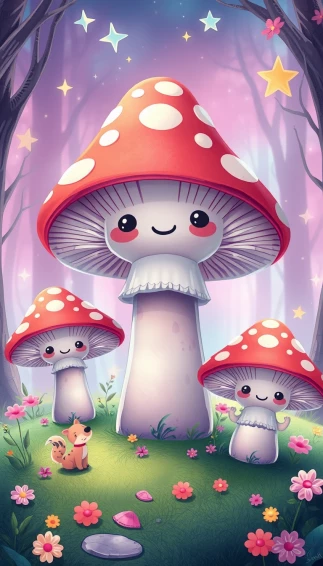 Kawaii Mushroom Wallpaper