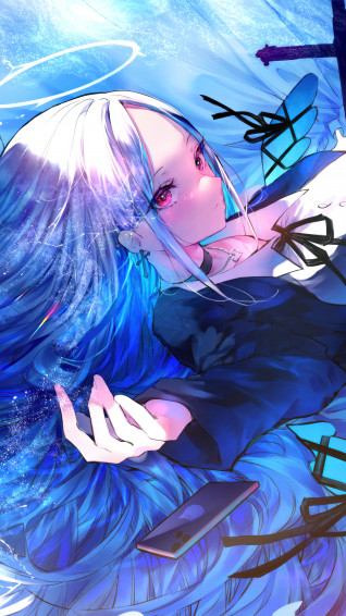 Anime Girl Angel Wings Halo 4k Wallpaper iPhone HD Phone 4880i