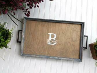 Personalized Serving Tray Wedding Guestbook Rawhide Background