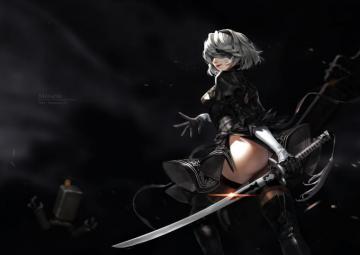 Wallpaper Nier Automata Yorha Unit No Type B Sword Grey