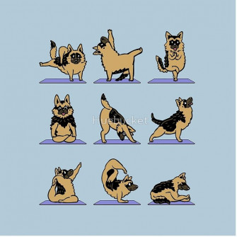 German Shepherd Yoga Throw Pillow By Huebucket Dog Doing