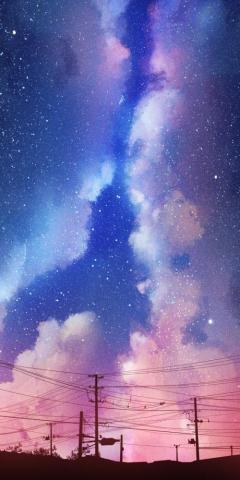 Anime Sky Night Scenic Starry Dark