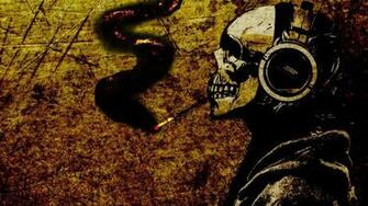 Headphones Smoking Skulls Music Dark Smoke Wallpaper