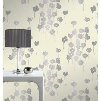 Reflections Lilac Silver Poppies Wallpaper By Whitewell Interiors