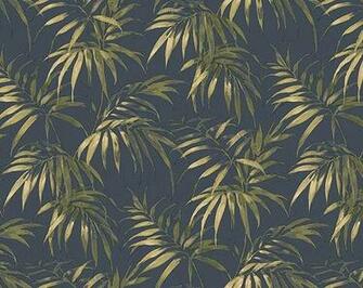 Tropical Leaf Wallpaper Blue