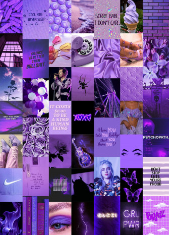 Deep Purple Wall Collage Kit Aesthetic Photos 46pcs Wallpaper