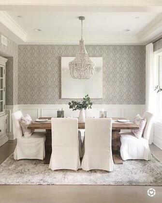 Dinging Room Decor Wallpaper Restoration Hardware Table