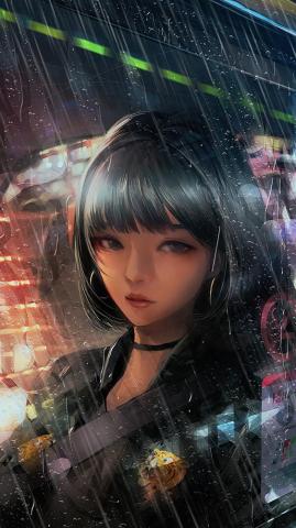 Anime Girl Car Raining 4k Phone HD Wallpaper Image